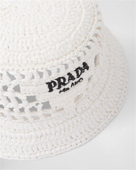 cappello prada bianco|Cappello da pescatore effetto rafia in Bianco .